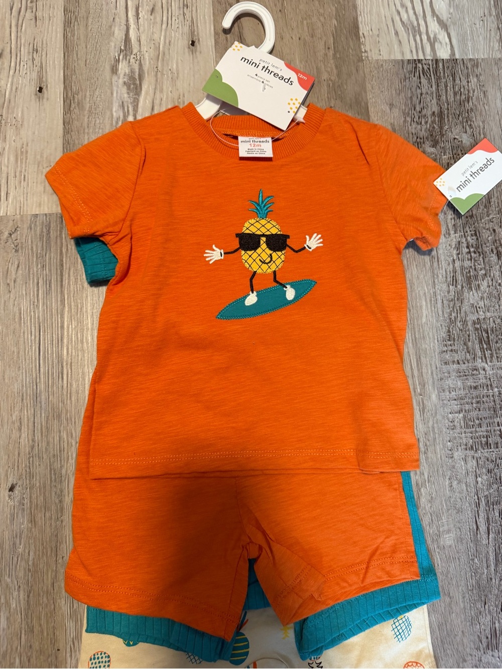 Petit Lem Orange Pineapple Surf Outfit Sets